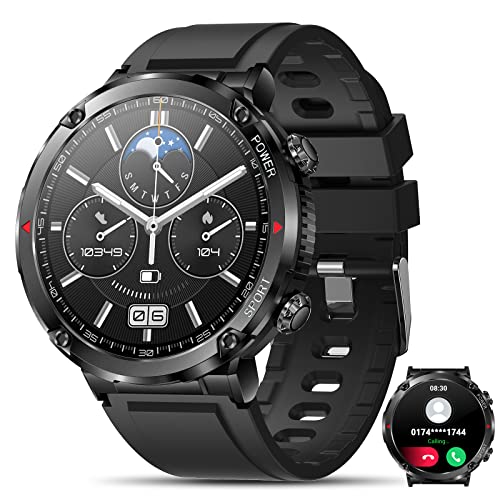 Military Smart Watch for Men with Bluetooth Call(Answer/Dial Calls),1.6" Ultra Large HD Display/150 Sports Modes/60 Days Long Battery Outdoor Fitness Tracker,Rugged Tactical Smartwatch for iOS Android