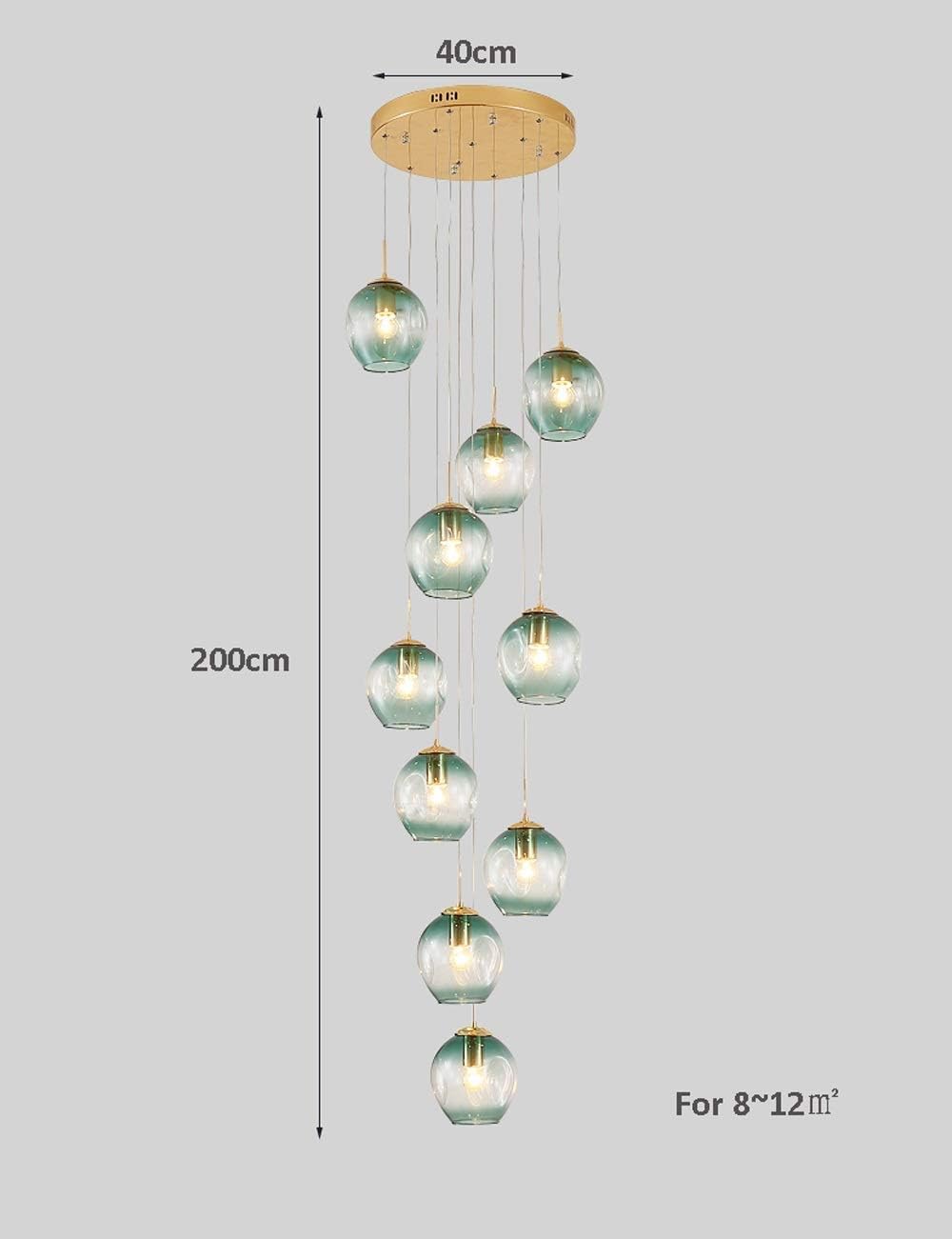 Lampada a Sospensione per Esterni con Globo in Vetro, Lampada a Sospensione Vintage Mediterranea a Sfera Impermeabile, lampadario in Alluminio E27, Illuminazione da soffitto per Esterni Resi
