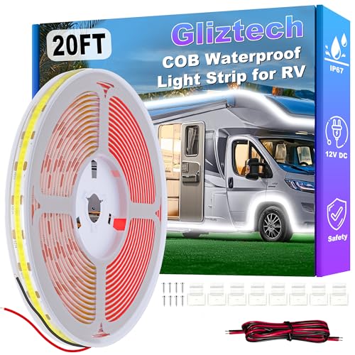 Gliztech RV Awning Lights 20FT IP67 12V White COB Waterproof
