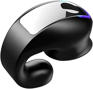 Fone de ouvido com clipe para ouvido sem fio, fone de ouvido sem fio, com clipe para orelha aberta, treino, ciclismo, corrida, esportes, fones de ouvido, condução óssea, indução (Preto)