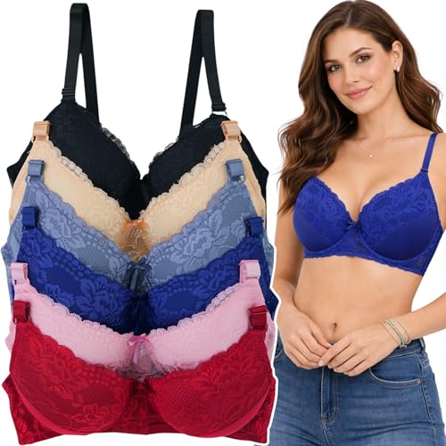 Image of ToBeInStyle Women's Pack of 6 Classic Style Underwire Supportive Padded Bras