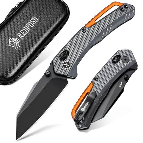 NedFoss Nile Crocodile Pocket Knife, 2.95" 14C28N Steel Tanto Knife for EDC