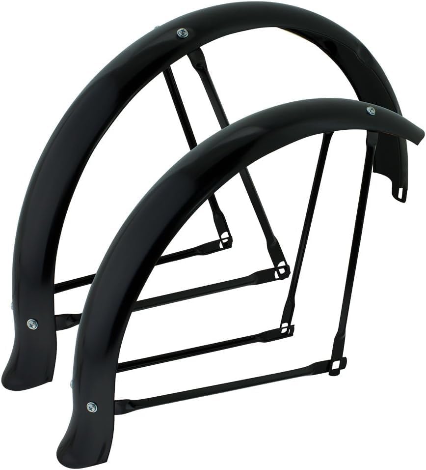 OG Lowrider Classic 20” Flared Adjustable Fender Set | Ducktail Bike Cruiser Chopper Fender Kit Front & Rear (Black)