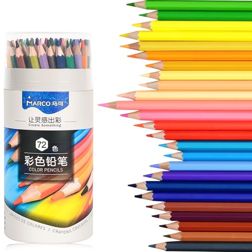 Amazon | Marco油性色鉛筆 72色 塗り絵用色鉛筆 筒 72色の鉛筆 六角軸