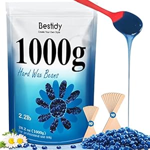 Bestidy Hard Wax Beads for Hair Removal – 1000g Waxing Beans for All Body and Bikini Areas (Blue)