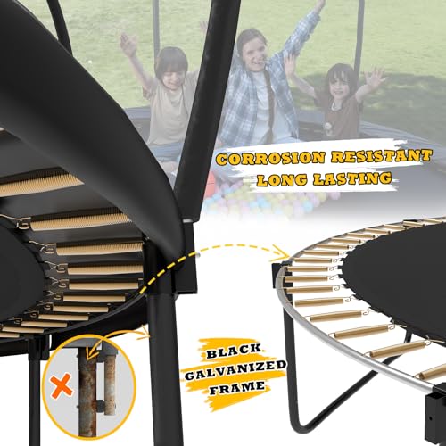 ACWARM HOME 8FT Trampoline Outdoor with Net,Recreational Trampolines for Kids and Adults, ASTM Approved, Black