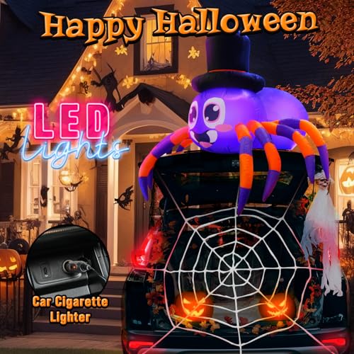 Halloween Trunk or Treat Car Decorations Kit Inflatable Spider with LEDs - image 2