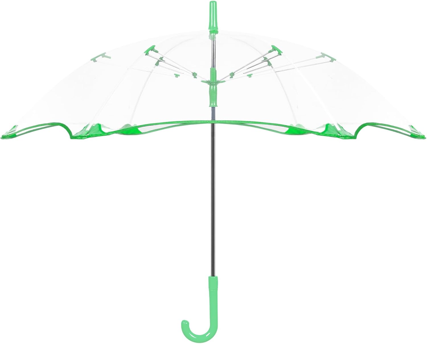 2Pcs Kids Clear Umbrella for Rain, Round Bubble Umbrella,Wide Coverage Arc 43 Inch,Auto Close,Windproof Strong Double Fiberglass Ribs With Spring Supporting for Each 6 Panels, Steel Shaft, Spoke Big Protectors for Safety