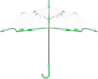 2Pcs Kids Clear Umbrella for Rain, Round Bubble Umbrella,Wide Coverage Arc 43 Inch,Auto Close,Windproof Strong Double Fiberglass Ribs With Spring Supporting for Each 6 Panels, Steel Shaft, Spoke Big Protectors for Safety