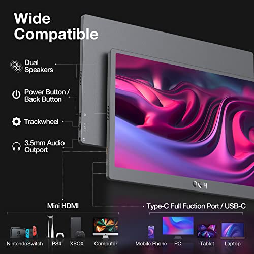 Qqh Portable Monitor, 15.6" Portable Computer Monitor Hdmi 1080P Fhd Usb C Laptop Monitor Display Ips Second Screen, Gaming Monitor With Smart Cover, External Dual Monitor For Phone Pc Mac Ps4 Xbox #TOP2