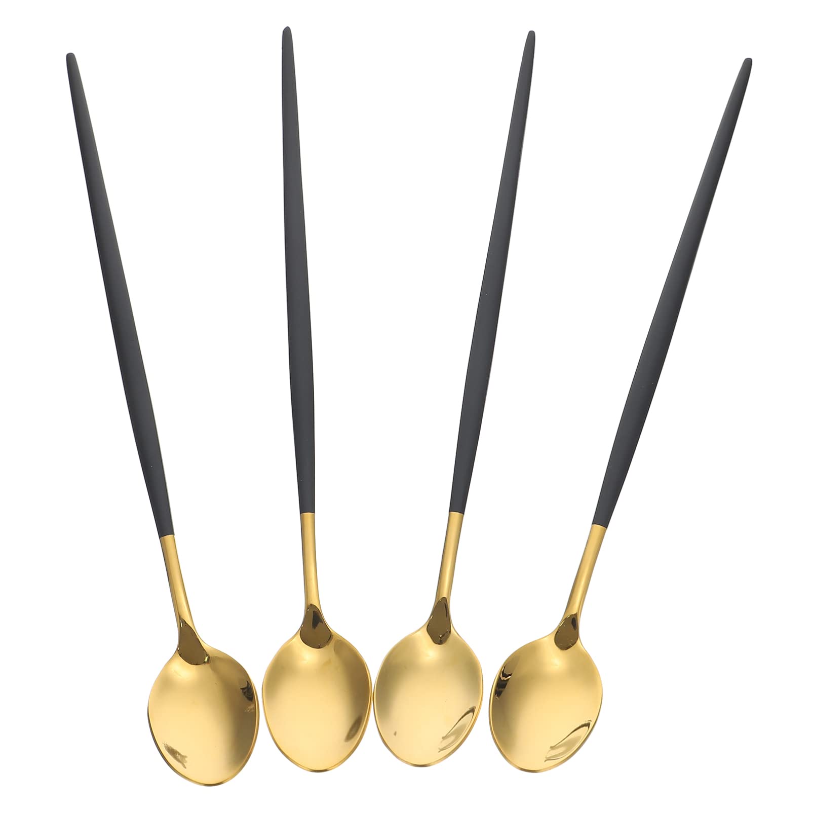 COLLBATH Practical Stainless Steel Ice Scoops 4 Pieces Long Handle for Bartending Smooth Mixing