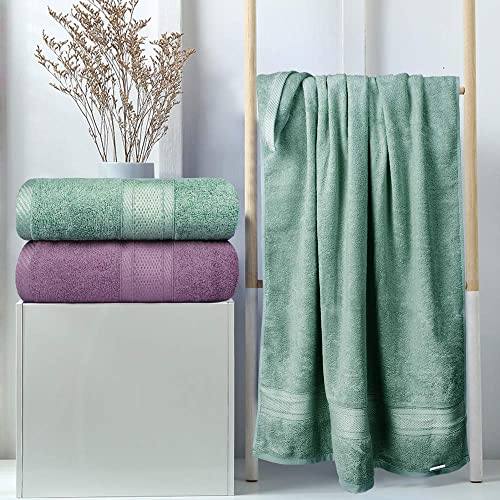 YOOFOSS Bath Towel Bamboo Towel Set 2 pack, 70 x 140 cm Extra Large Bath Sheet Super Soft & Highly Absorbent - Image 3