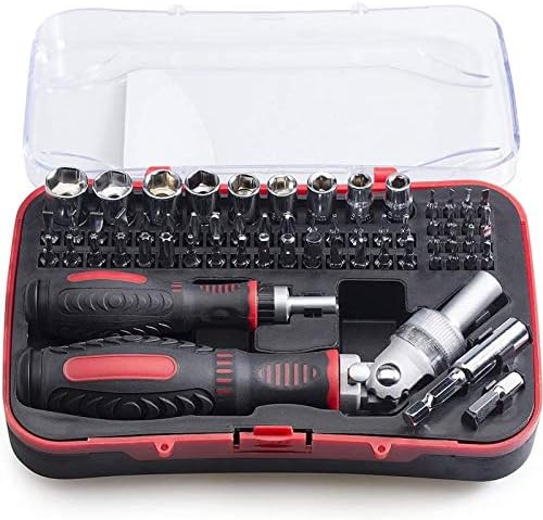 JENABOM 61 in 1 Ratcheting Screwdriver Set, Magnetic Screwdriver Bit Set with Rotatable Ratchet Handles, Sockets & Bits, Household Repair Tool Kits for Computers, Electronic Devices, Furniture