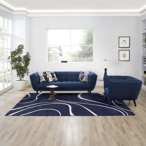 Modway Therese Abstract Swirl 8X10 Area Rug Contemporary Design In Navy And Ivory #TOP1