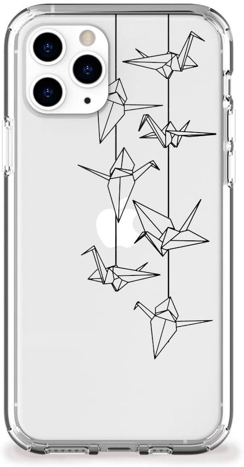 Figment & Fable Clear TPU Case for iPhone 15 Pro Max 14 13 mini 12 11 SE 6 7 8 Plus | Origami Cranes Outline