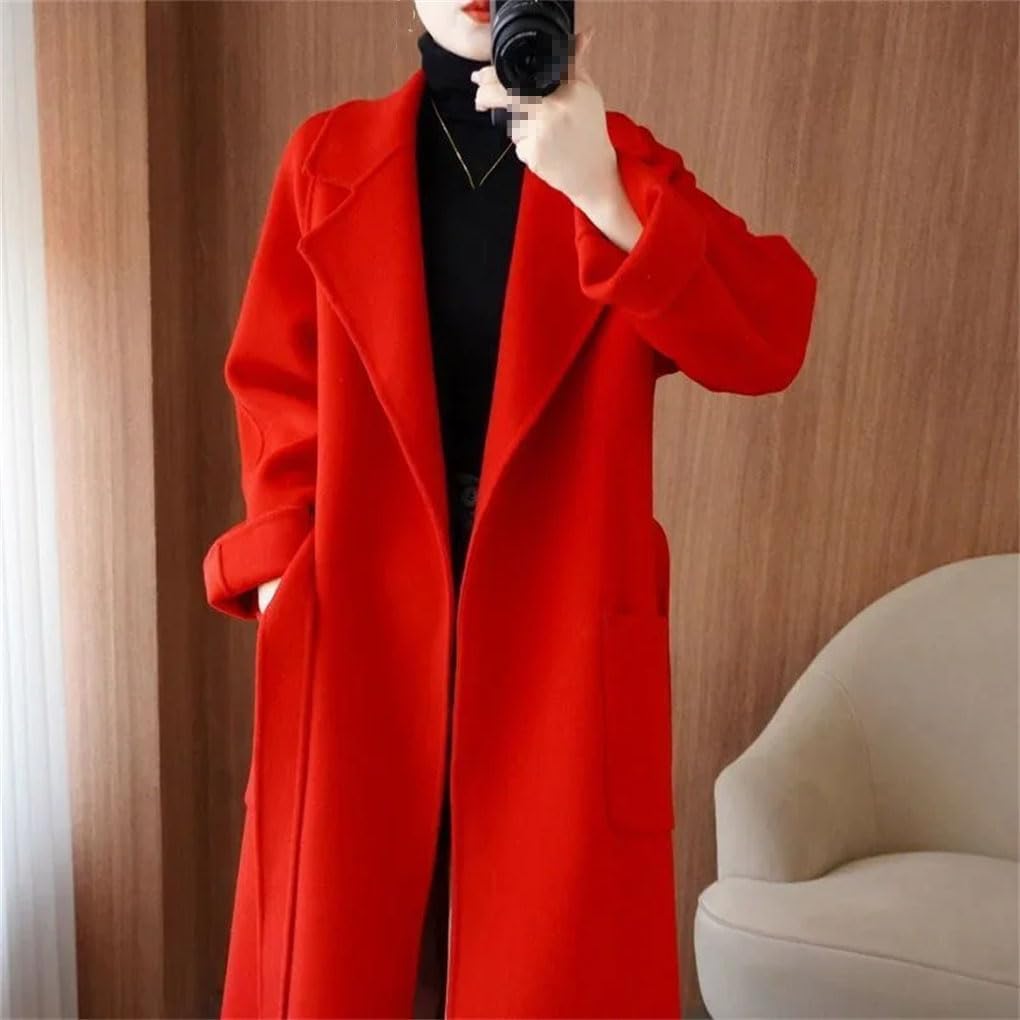 Women Autumn Winter Double-Sided Cashmere Coat Loose Casual Thickened Woolen Coat
