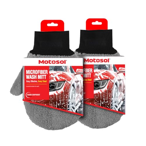 Image of Microfiber Wash Mitt (Pack of 2) | Car Wash Glove, Ultra-Soft & High Absorbency for Cars, SUVs & Bikes | Cleaning Accessories | Scratch-Free Cleaning | Art.No. 894200