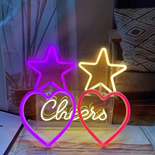 Qiaofei Heart Neon Signs Neon Lights Led Romantic Art Decorative Lamp, Wall Decor Studio Party Kids Room Living Room Wedding Party Table Decoration (Red) #TOP7