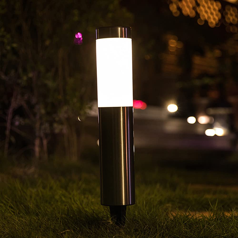 4 szt. Solarna lampa słupowa zewnętrzna lampa ogrodowa ścieżka trawnik lampa drogowa zewnętrzna lampa słupowa ze stali nierdzewnej ogrodzenie słupek lampa kolumnowa oświetlenie ścieżki wodoodporne ośw