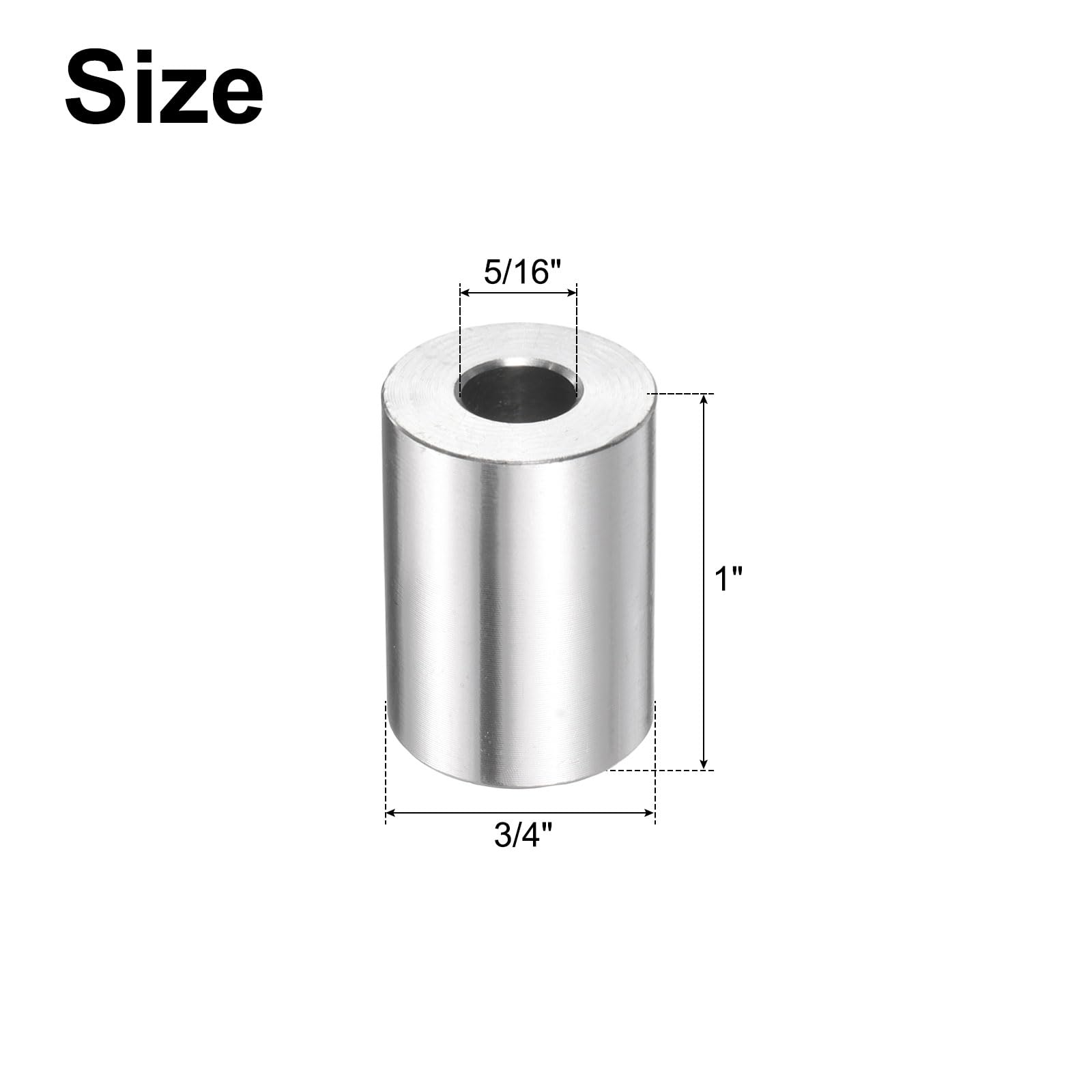 QUARKZMAN 10 Stück Edelstahl Abstandshalter 5/16" Bohrung x 3/4" AD x 1" Länge Schraube Buchse Glatte Oberfläche Rund Metall Distanzhülsen für M8 Schrauben Bolzen und Stangen