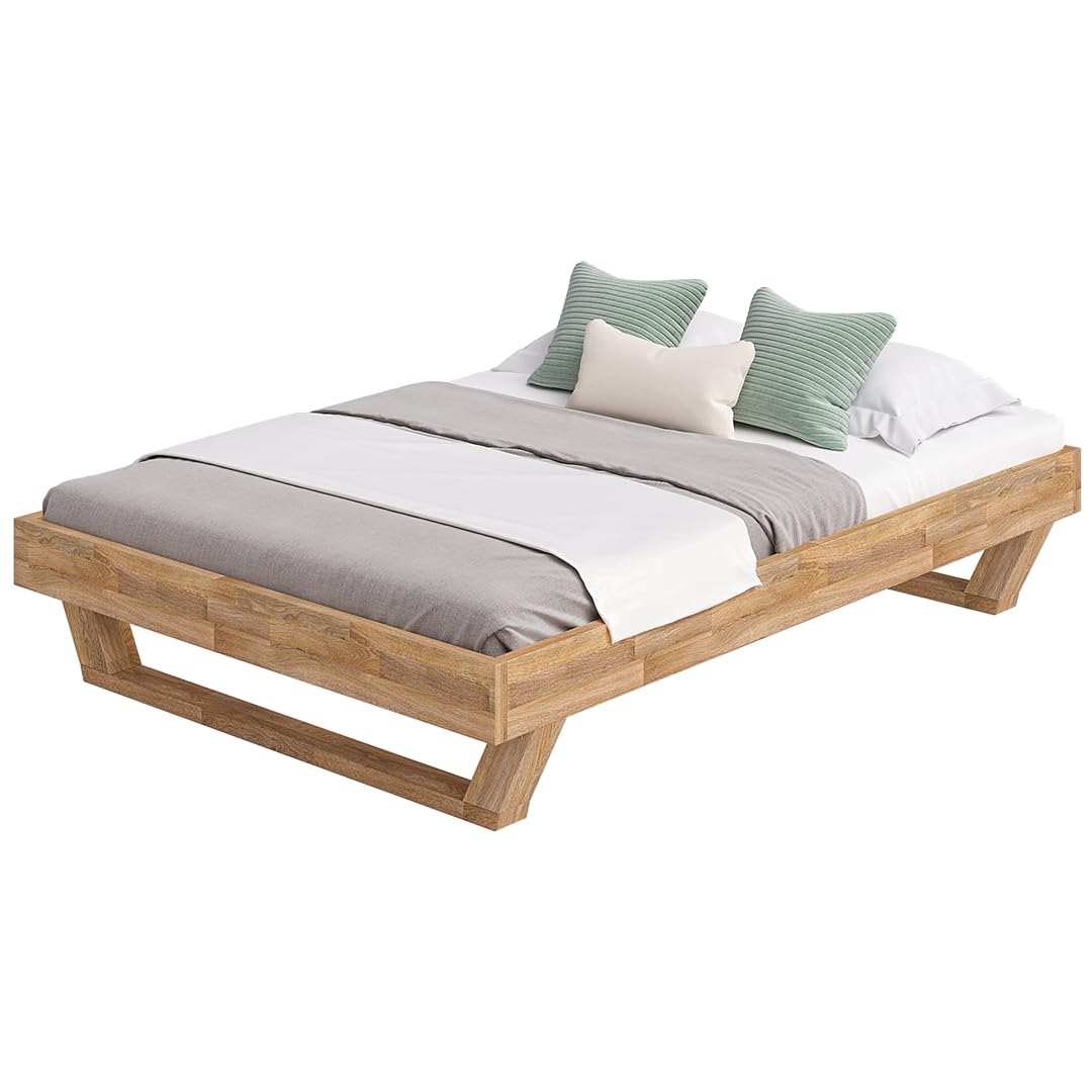 skølm Nornir Massivholzbett 140x200 cm – Bettrahmen aus Massivholz Eiche geölt – hochwertiges Holzbett mit Kufen Bettbeinen – Bettgestell ohne Bettkopf – geeignet als Doppelbett