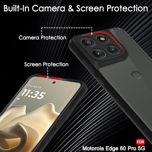 Image of TheGiftKart Hybrid Shockproof Back Cover Case for Motorola Moto Edge 60 Pro 5G | Hard Back Cover Case for Motorola Edge 60 Pro 5G (PC & TPU, Translucent Smoke Matte Back, Black Sides)