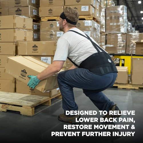 Image of Ergodyne ProFlex 1625 Back Support Brace, Stays and Rubber Webbing for Snug Fit, Removeable Straps, Adjustable Black Extra Small