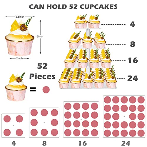 Cake Stand, 4 Tier Cupcake Stand,Square Cupcake Holder, Cupcake Display Stand,Acrylic Cake Stand Dessert Tower Serving Platter For Party Thanksgiving Christmas(Yellow Lights) Brittany #TOP1