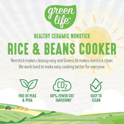 image for GreenLife Digital Rice & Beans Cooker, 2-Cups Uncooked/4-Cups Cooked, 