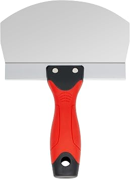 6.5" Bucket Scoop for Drywall & Plaster - Professional Stainless Steel Scraping Tool with Contoured Blade & Soft-Grip Handle, Multipurpose Scoop for Paint, Mortar, Spackling, and Plaster Tools