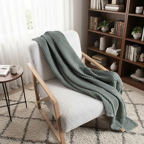 PÜSKÜL Natural 100% Algodón Turco Manta Waffle (Tamaño Throw 60x67 pulg) miniatura 2