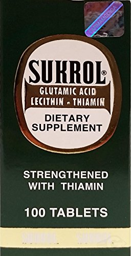 Sukrol, Vitamin Supplement, Glutamic Acid, Lecithin, Thiamin, Dietary Supplement, Helps You Improve a Healthy Brain Function, Mental Focus, 100 Tablets, Jar