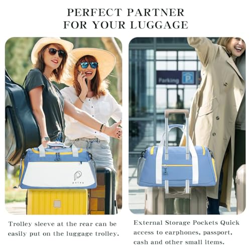 Image of PALAY Travel Bags for Luggage Muti- Pocket Sports Duffle Bags for Women with Wet Pocket & Shoe Compartment Weekender Overnight Gym Bags for Women