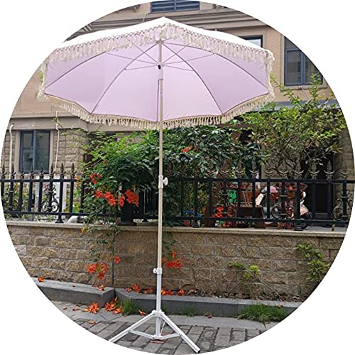 Φ2m/6.6ft Outdoor Beach Commercial Rainproof Tiltable Purple Sun Umbrella, Tassel Round Parasol, Suitable Balcony, Pool, Garden, Terrace, Without Base