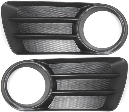 Front Left Driver and Right Passenger Side Pair Bumper Cover Fog Lamp Light Hole Bezel Insert Set of 2 Replacement for 2002-2005 Ford Explorer Black Textured Plastic FO1036105 FO1036106 1L2Z17K946BAA