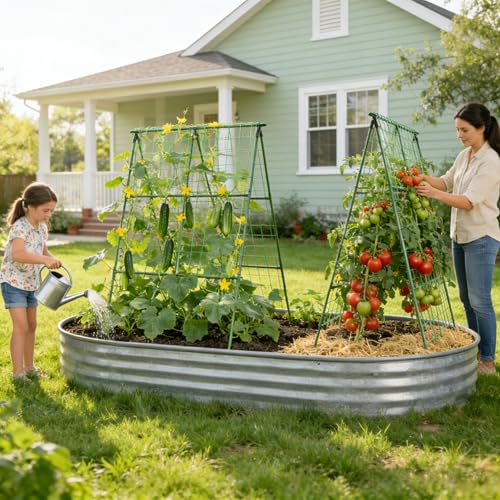 Miory Cucumber Trellis, 32"x48" 2 Pack A-Frame Trellis for Raised Bed, Garden Trellis for Climbing Plants Outdoor, Plant Support for Vegetables Vines by Miory - Image 6