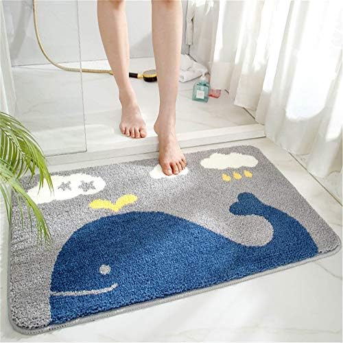 THRILRUG Cute Bathroom Rugs mats,Non-Slip Extra Soft Microfiber Washable Water Absorbent Shower Toilet Kids Bath Rugs mats Set for Bathroom (Whale, 20"x32"/50x80cm)