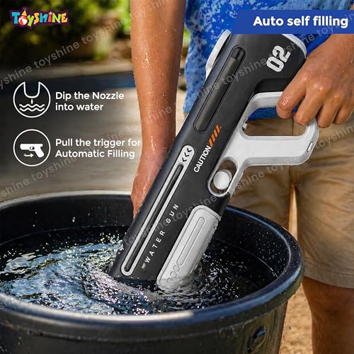 Buy Toyshine Electric Water Holi Gun Toy with 25-32Ft Range | Automatic Suction Self-Integration | Rechargeable Battery | 350ml Tank Capacity Perfect for Summer Outdoor Fun - Black Online at Low Prices in India - Amazon.in - Image 3