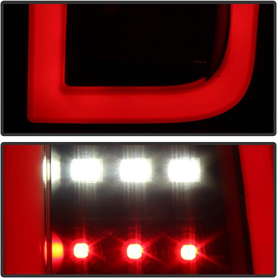 ACANII - For 2015-2020 Chevy Suburban Tahoe Black Smoked Full LED Tube Tail Lights Brake Lamps Driver & Passenger Side