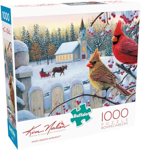 Rompecabezas Buffalo Games - White Crimson Morning, 1000 piezas para adultos, arte de Kim Norlien, fabricado en EE.UU., tablero reciclado, tamaño final 26,75 x 19,75 pulgadas, incluye póster y es enmarcable miniatura 1