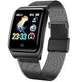 Smart Watch for Android and iOS Phone 2019 Version Smartwatch IP68 Waterproof,Bluetooth Fitness Activity Tracker with Heart Rate Blood Pressure Monitor Step Sleep Tracker Message Reminder,Men Women