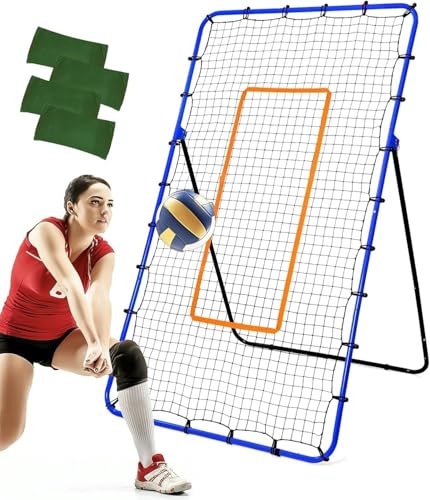 Volleyball Rebounder Net 5 Angles Adjustable Volleyball Training Equipment Bounce Back Net with Sturdy Sandbags & Metal Stakes Also for Lacrosse Baseball Soccer Practicing - 6 * 3.5 FT