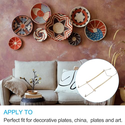 Image of METALLIXITY Plate Hanger (12Inch) 5Pcs, Stainless Steel U Type Invisible Wall Hook with Tip Protectors - for Decorative Plates, China, Plates, Zinc Plated