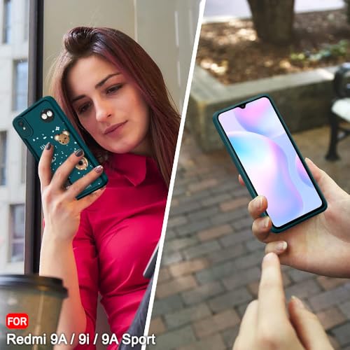 Image of TheGiftKart Back Cover Case for Redmi 9A / Redmi 9A Sport /Redmi 9i / Redmi 9i Sport | Cute Fun Cartoon 3D Bear Coffee Case | Full Camera Protection | Shockproof Back Cover Case (Silicone, Green)