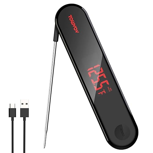 TOMVOV Termómetro de carne de lectura instantánea IPX7 resistente al aguaalta precisión Termómetro digital para carne pantalla reversible sonda