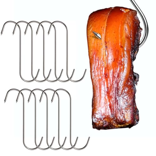 LICHUANUK Lot de 10 Crochets en S en Acier Inoxydable - 15 cm - Pour Boucher, Cuisine et Transformation de la Viande