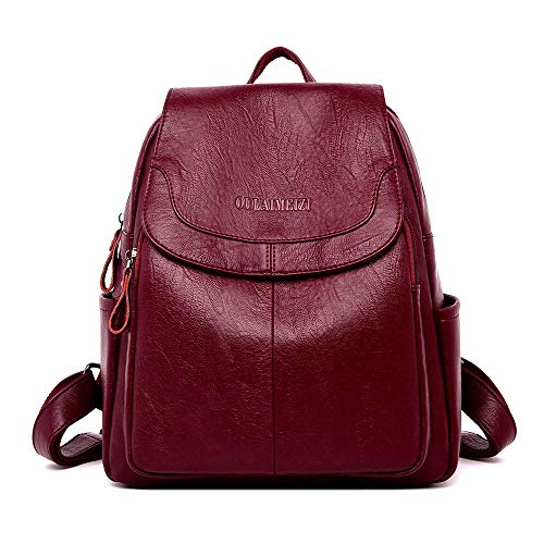 Kris Anna Lettre Gaufrage Sac à Main porté Dos avec Rabat pour Femme Vin Rouge Cover