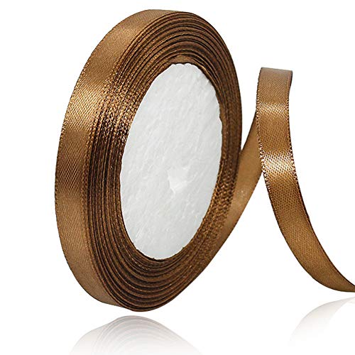 Chocolate Ribbon 3/8 Inch, 25 Yards Satin Fabric Ribbons for Gift Wrapping, Christmas Garland...