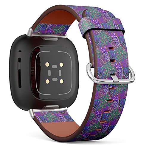 CJBROES Replacement Leather Watch Band, Compatible with Fitbit Versa 3 and Fitbit Sense of Wristband Bracelet Accessory - Cartoon Sewing Doodles
