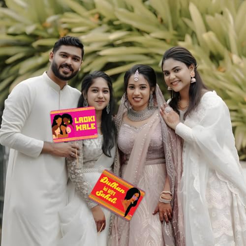 Image of Festiko Wedding Photobooth Props Set of 20 | Mehendi, Sangeet, Haldi & Reception Party Props for Photoshoot, Bride & Groom Selfie Props, Marriage Decoration Items